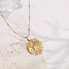 Wholesale Stainless Steel Retro Style Moon Shaped Electroplated Mermaid Pendant Necklace