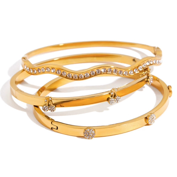 Wholesale Stainless Steel Rhinestone Buckle Bracelet For Women Geometric Shape Electroplated Light Luxury High End Jewelry