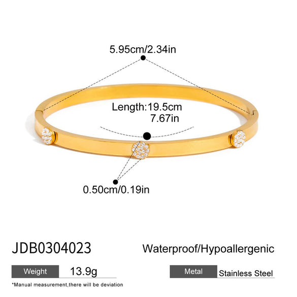 Wholesale Stainless Steel Rhinestone Buckle Bracelet For Women Geometric Shape Electroplated Light Luxury High End Jewelry