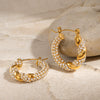 Wholesale Stainless Steel Rhinestone Circle Earrings With Geometric Design And Electroplating For Women