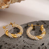 Wholesale Stainless Steel Rhinestone Circle Earrings With Geometric Design And Electroplating For Women