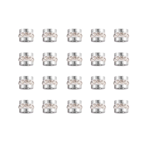 Wholesale Stainless Steel Rhinestone Cylindrical Beads Jewelry For Diy Bracelet And Necklace Trendy Style With Diamond Pattern And Epoxy Process
