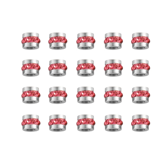 Wholesale Stainless Steel Rhinestone Cylindrical Beads Jewelry For Diy Bracelet And Necklace Trendy Style With Diamond Pattern And Epoxy Process