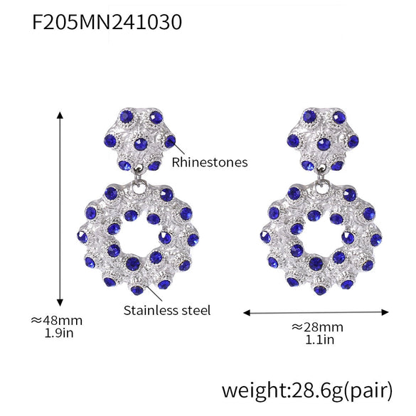 Wholesale 316L Stainless Steel Rhinestone Donut Jewelry Set With Electroplating Earrings And Necklaces For Women In Fashion And Geometric Style