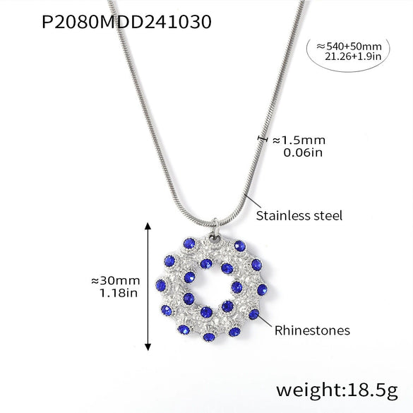 Wholesale 316L Stainless Steel Rhinestone Donut Jewelry Set With Electroplating Earrings And Necklaces For Women In Fashion And Geometric Style