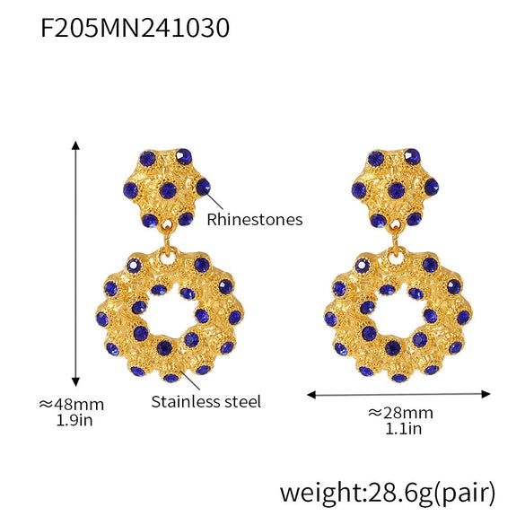 Wholesale 316L Stainless Steel Rhinestone Donut Jewelry Set With Electroplating Earrings And Necklaces For Women In Fashion And Geometric Style