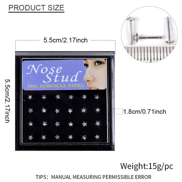Wholesale Stainless Steel Rhinestone Fivepointed Star Nose Studs Body Piercing Jewelry With Electroplating