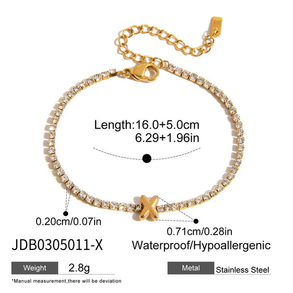 Wholesale Stainless Steel Rhinestone Letter Geometric Bracelet For Women With Electroplating Light Luxury High End Non Fading Jewelry