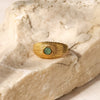 Wholesale Stainless Steel Ring And Bracelet Set French Retro Style Geometric Design Inlaid With Natural Stones For Women