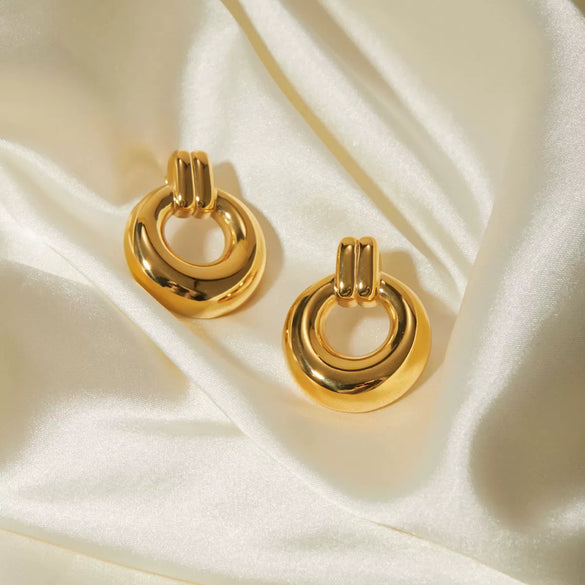 Wholesale Stainless Steel Ring Earrings With Electroplating 18K Gold Like Finish Joker Themed For Women
