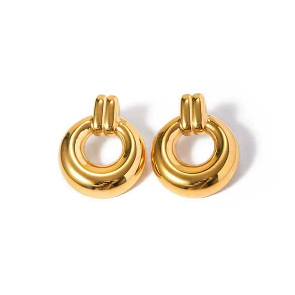 Wholesale Stainless Steel Ring Earrings With Electroplating 18K Gold Like Finish Joker Themed For Women