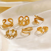 Wholesale Stainless Steel Ring For Women Geometric Hammer Chain Cross Opening Electroplated