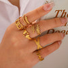 Wholesale Stainless Steel Ring For Women Geometric Hammer Chain Cross Opening Electroplated