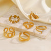 Wholesale Stainless Steel Ring For Women Geometric Hammer Chain Cross Opening Electroplated