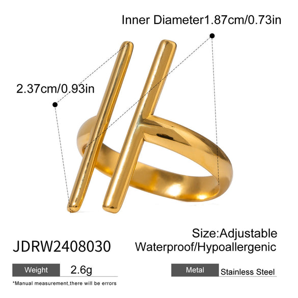 Wholesale Stainless Steel Ring For Women With Wave And Geometric Patterns Electroplated
