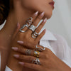 Wholesale Stainless Steel Ring For Women With Wave And Geometric Patterns Electroplated