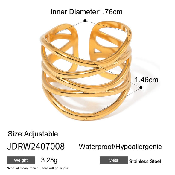 Wholesale Stainless Steel Ring For Women With Wave And Geometric Patterns Electroplated