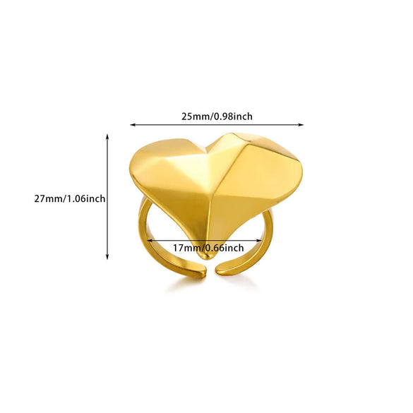 Wholesale Stainless Steel Ring Geometric Heartshaped Electroplated Design For Women