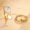 Wholesale Stainless Steel Ring Geometric Pattern Retro Light Luxury Style Electroplating For Women