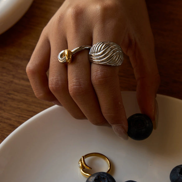 Wholesale Stainless Steel Ring Geometric Style Electroplating Jewelry For Women