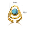 Wholesale Stainless Steel Ring In Sun Shape With Inlaid Turquoise Electroplated Unisex And Women's Jewelry
