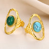 Wholesale Stainless Steel Ring In Sun Shape With Inlaid Turquoise Electroplated Unisex And Women's Jewelry