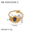 Wholesale Stainless Steel Ring In Sun Shape With Inlaid Turquoise 18K Furnace Vacuum Plated For Women Ins French Style