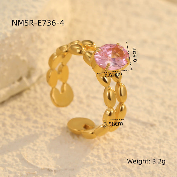 Wholesale Stainless Steel Ring Inlaid Zircon Light Luxury Style Electroplated For Women