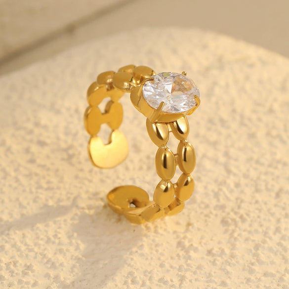 Wholesale Stainless Steel Ring Inlaid Zircon Light Luxury Style Electroplated For Women