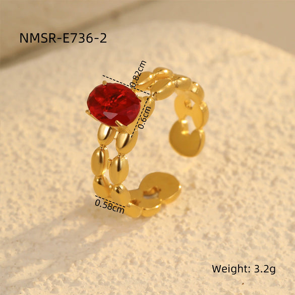 Wholesale Stainless Steel Ring Inlaid Zircon Light Luxury Style Electroplated For Women