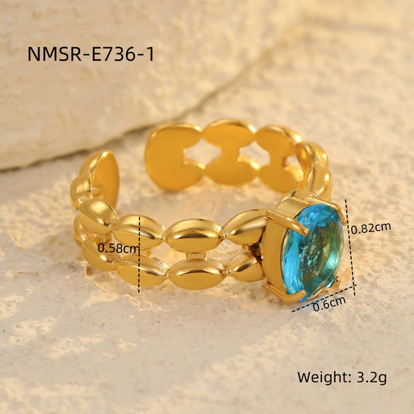 Wholesale Stainless Steel Ring Inlaid Zircon Light Luxury Style Electroplated For Women