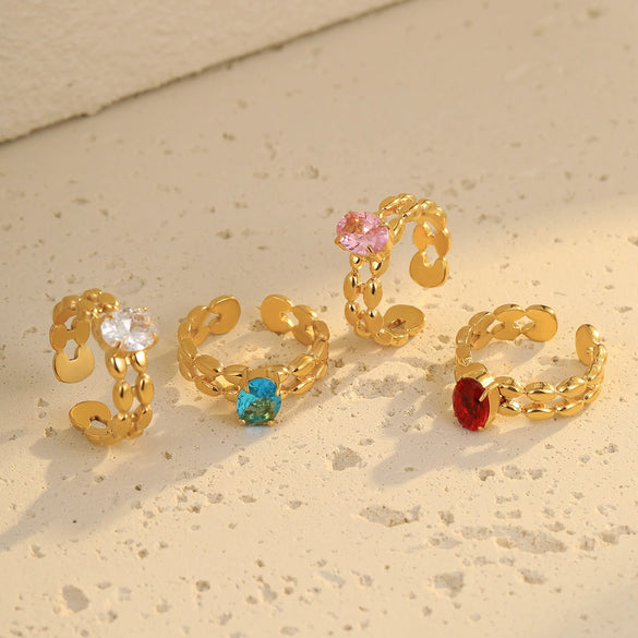 Wholesale Stainless Steel Ring Inlaid Zircon Light Luxury Style Electroplated For Women
