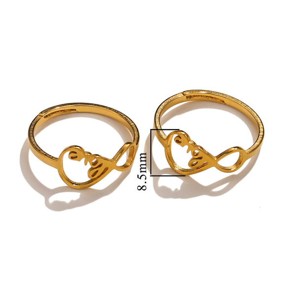 Wholesale Stainless Steel Ring Ins Cold Retro Style Round Shape 18K Gold Plated