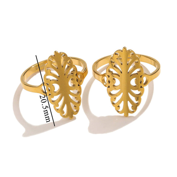 Wholesale Stainless Steel Ring Ins Cold Retro Style Round Shape 18K Gold Plated