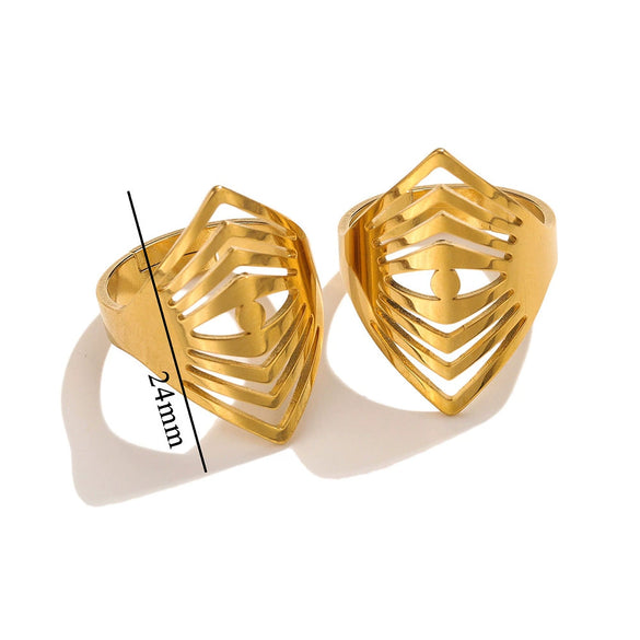 Wholesale Stainless Steel Ring Ins Cold Retro Style Round Shape 18K Gold Plated