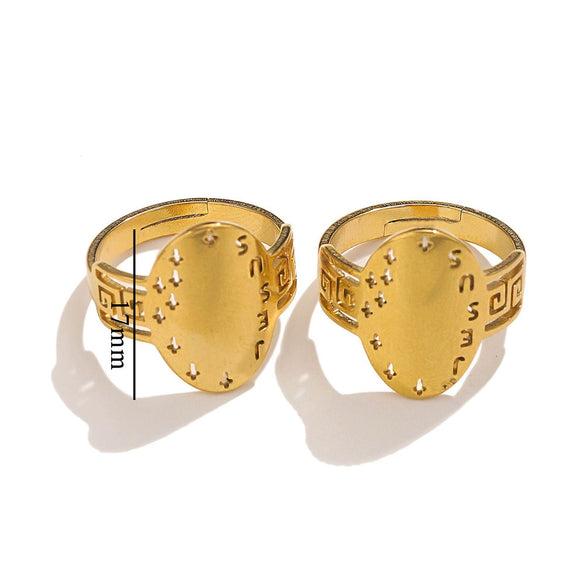 Wholesale Stainless Steel Ring Ins Cold Retro Style Round Shape 18K Gold Plated