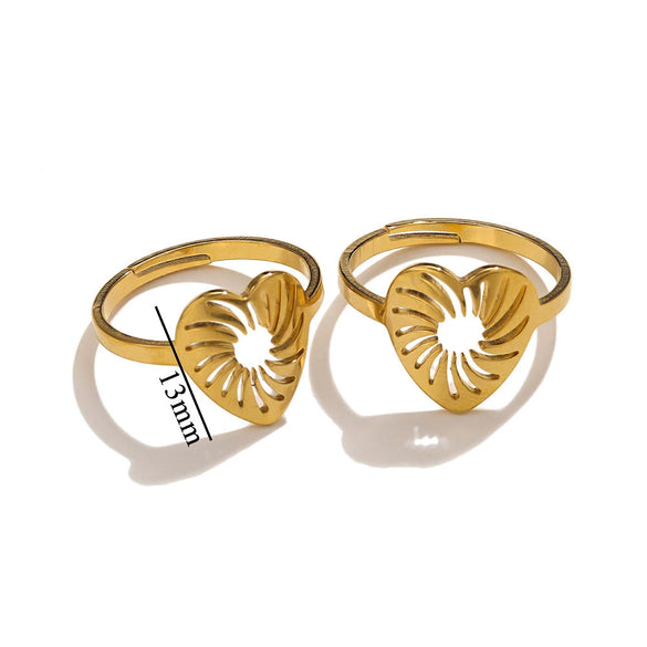Wholesale Stainless Steel Ring Ins Cold Retro Style Round Shape 18K Gold Plated