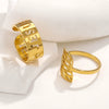 Wholesale Stainless Steel Ring Ins Cold Retro Style Round Shape 18K Gold Plated