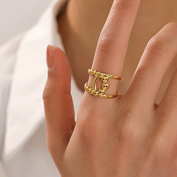 Wholesale Stainless Steel Ring Jewelry Geometric Ins Style 18K Goldplated