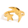 Wholesale Stainless Steel Ring Jewelry With Quiet Design Style Geometric Pattern Electroplating For Women Star Moon Opening Shape