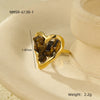 Wholesale Stainless Steel Ring 18K Gold Plated Inlaid With Natural Stone Geometric Light Luxury Style For Women