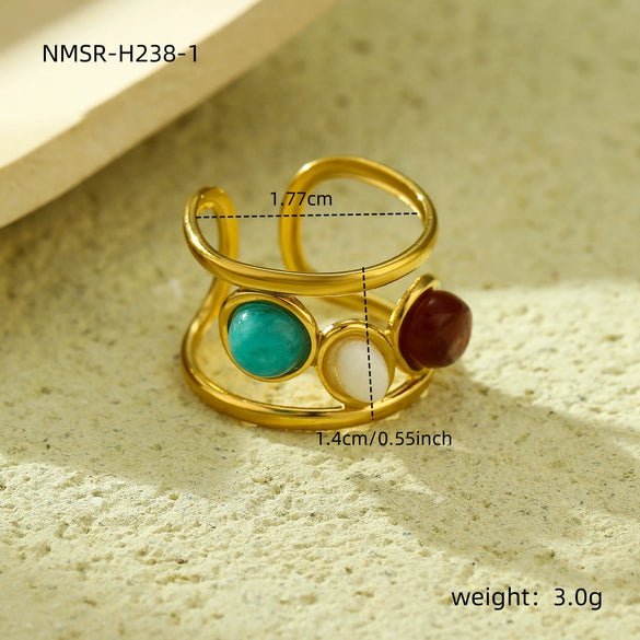 Wholesale Stainless Steel Ring Light Luxury Style Round Electroplated