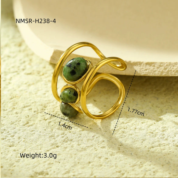 Wholesale Stainless Steel Ring Light Luxury Style Round Electroplated