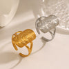 Wholesale Stainless Steel Ring Retro Geometric Star Moon Style Oil Pressure Electroplating For Women