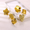 Wholesale Stainless Steel Ring Retro Palace Style Glossy Gold Flower Pattern Electroplated