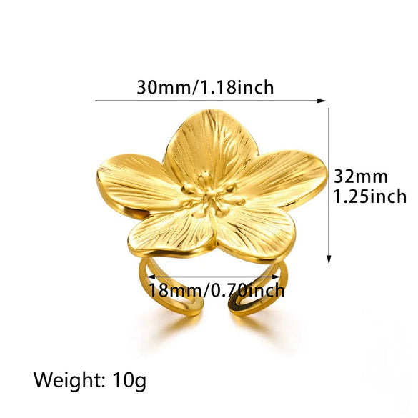 Wholesale Stainless Steel Ring Retro Palace Style Glossy Gold Flower Pattern Electroplated
