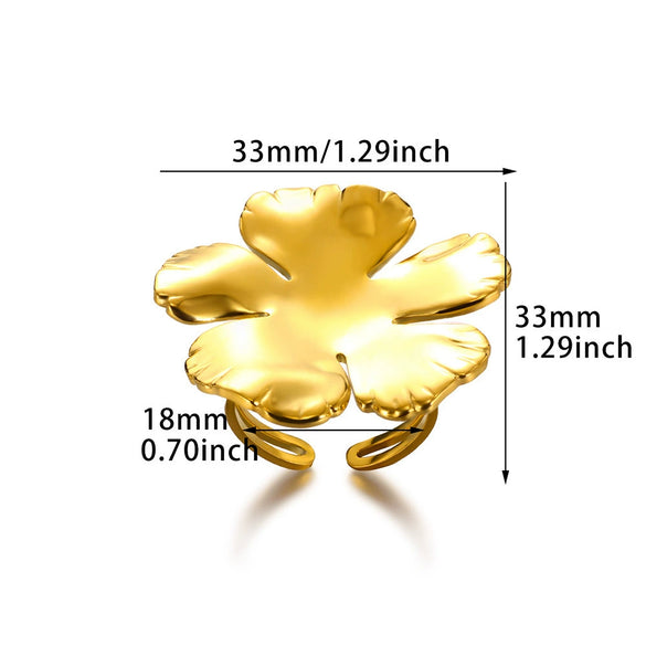 Wholesale Stainless Steel Ring Retro Palace Style Glossy Gold Flower Pattern Electroplated
