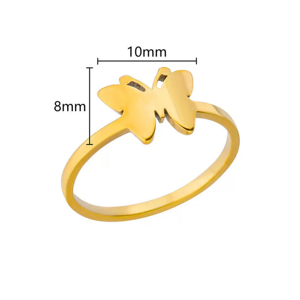 Wholesale Stainless Steel Ring With Butterfly Crown And Heart Shaped Design Geometric Style Electroplated