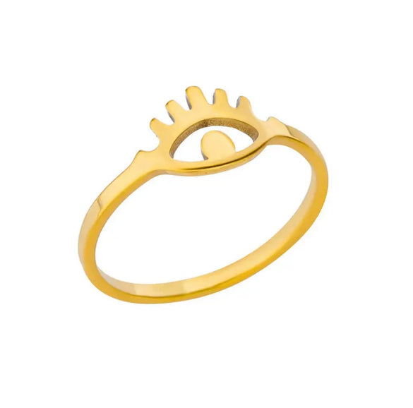 Wholesale Stainless Steel Ring With Butterfly Crown And Heart Shaped Design Geometric Style Electroplated