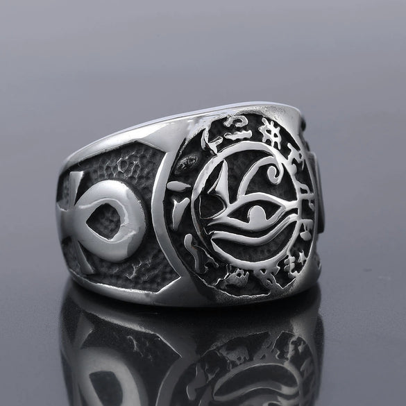 Wholesale Stainless Steel Ring With Cross And Eye Of Horus Pattern Polish Processing Unisex Personality Style